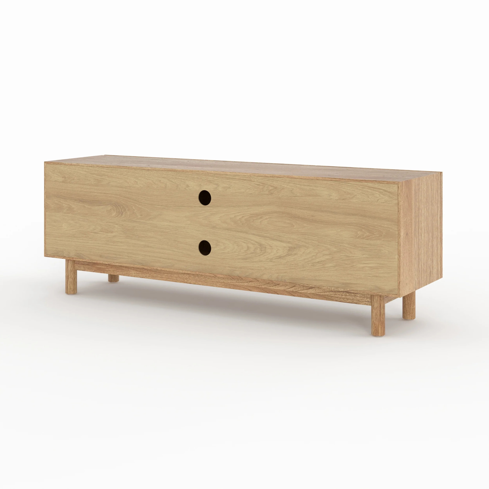 Meuble TV en bois massif de mindi et rotin 160 cm - Delya