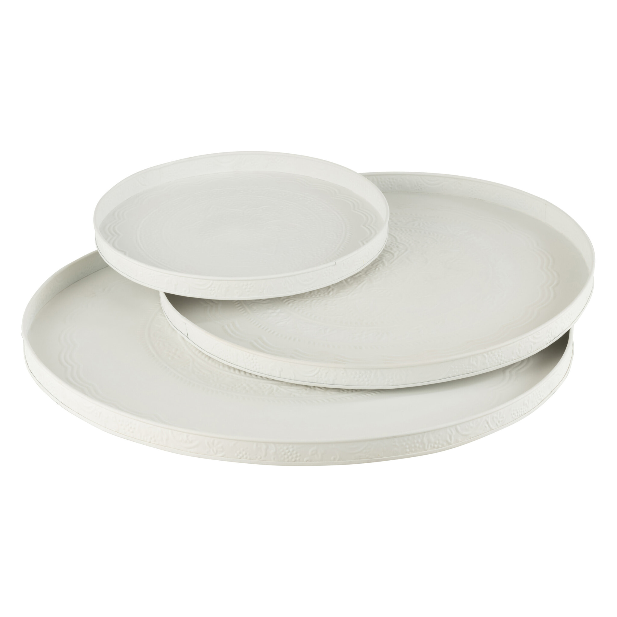 J-Line plateau Rond Classique - fer - blanc - large