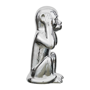 STATUE SINGE ARGENTE H28CM M6