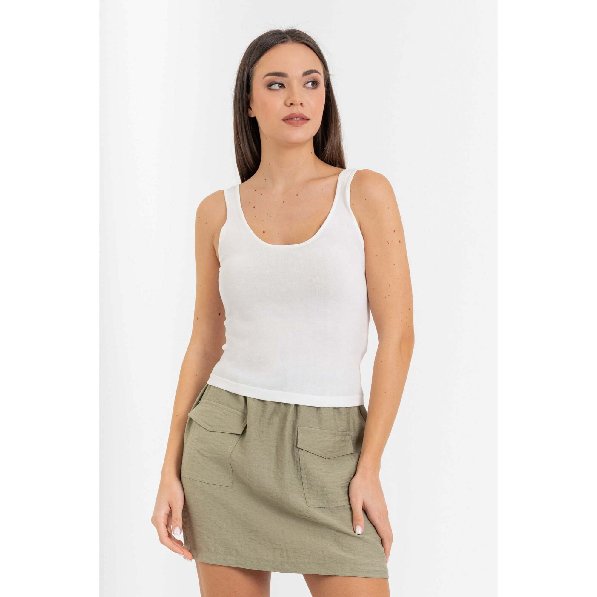 Kocca - Top da donna aderente in viscosa con scollo rotondo Donna