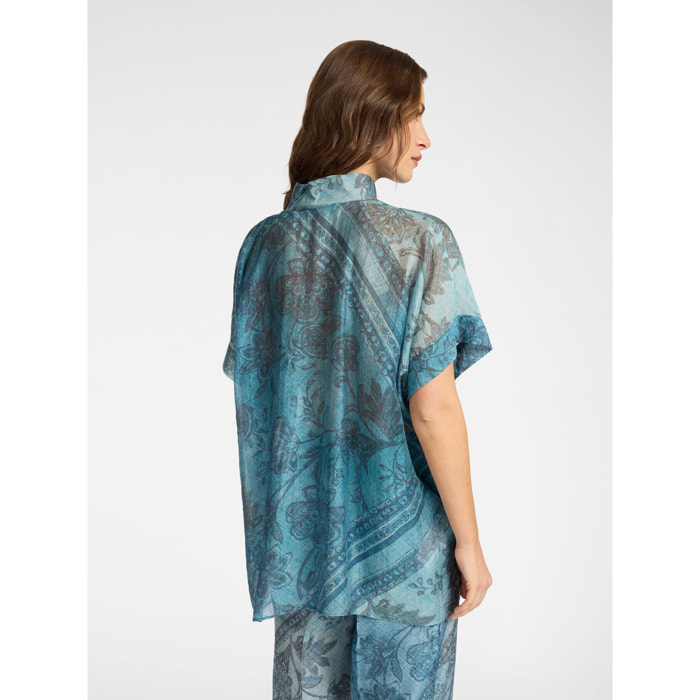 Elena Mirò - Camicia stampata in lyocell - Azzurro