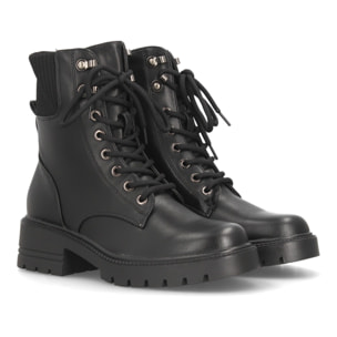 Botines militares con cordones y plataforma para mujer