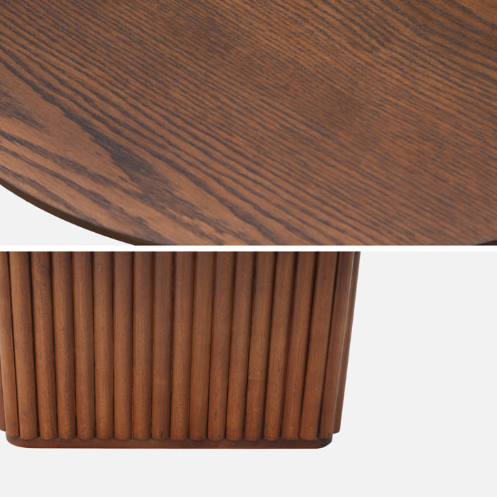 Table basse oblongue bois d'hévéa placage chêne teinte noyer - L 122 x P 65 x H 35 cm - Gabrielle