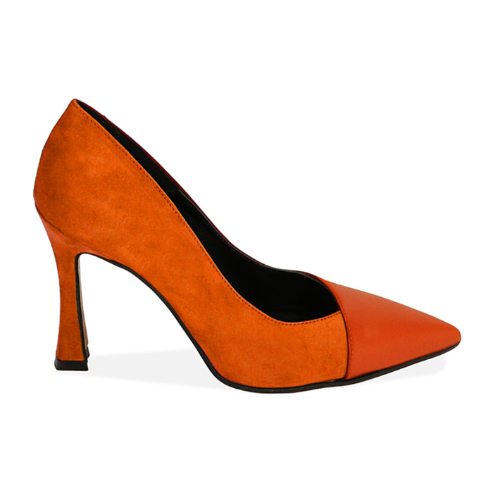 Zapato de tacón naranja, tacón 9,5 cm.