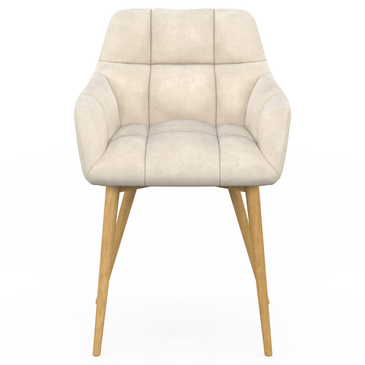 Chaises Bubble bouclette crème pieds effet bois - lot de 2