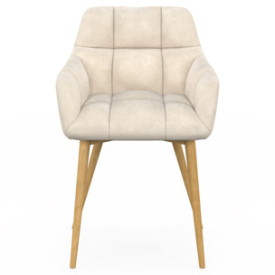 Chaises Bubble bouclette crème pieds effet bois - lot de 2