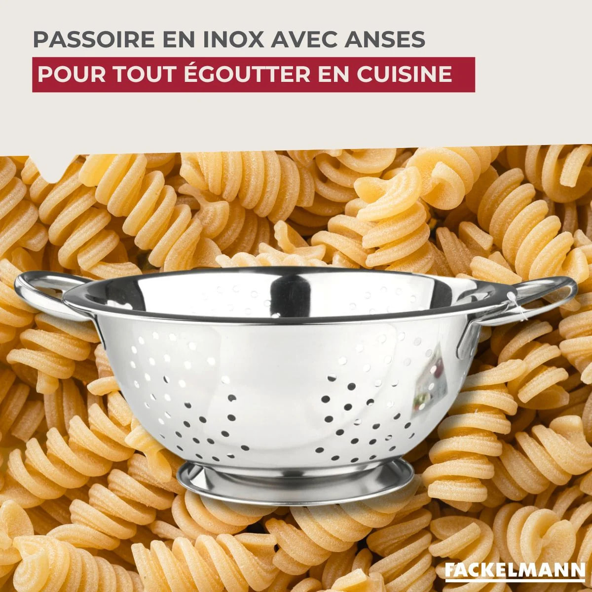 Ensemble de 2 Passoires inox 24 cm avec anses Fackelmann