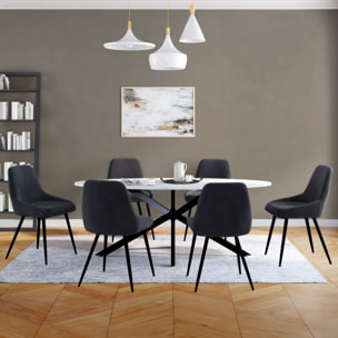 Chaises Olivia velours gris foncé pieds métal - lot de 6
