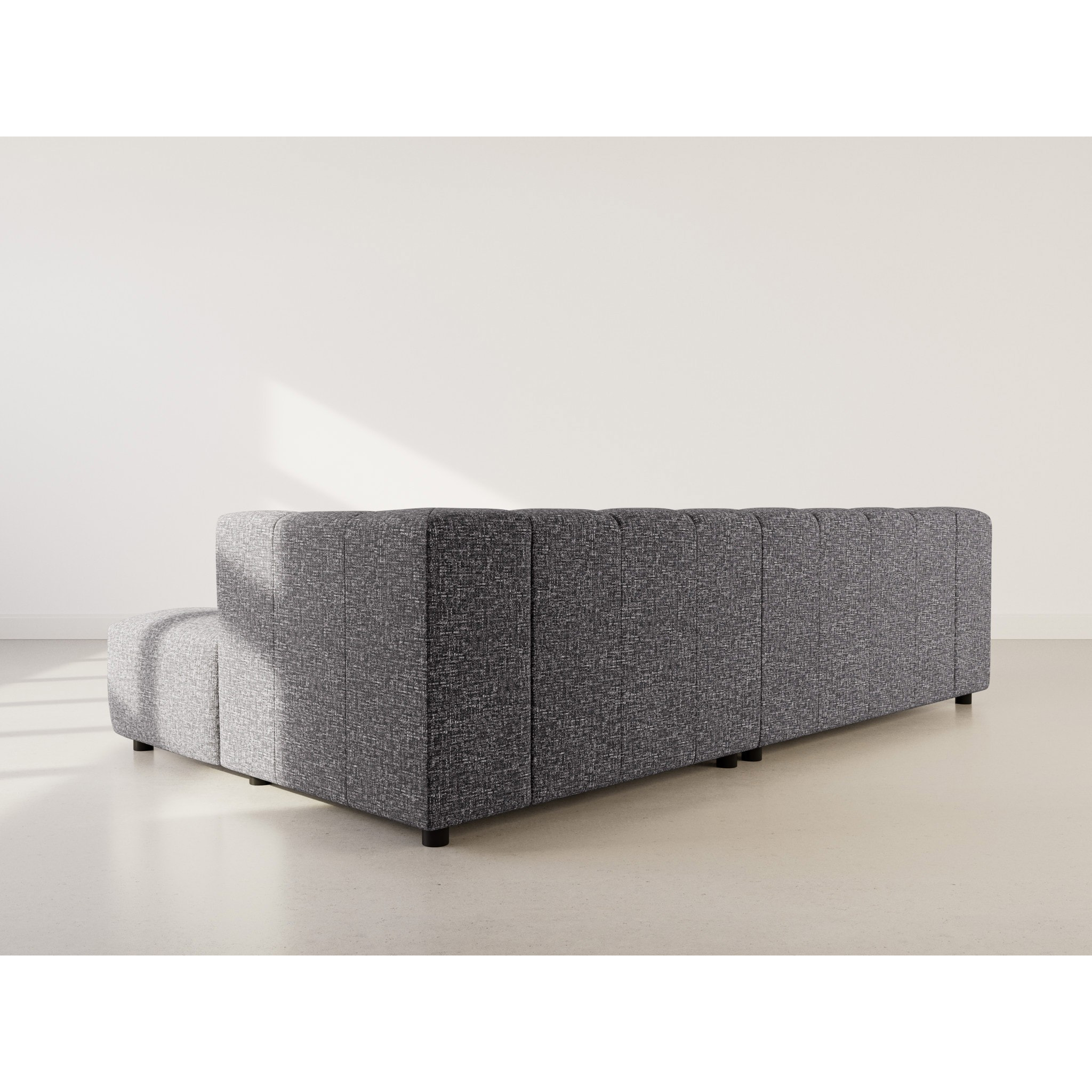 Curtis - canapé d'angle droit 4 places avec accoudoir en tissu texturé - Gris foncé