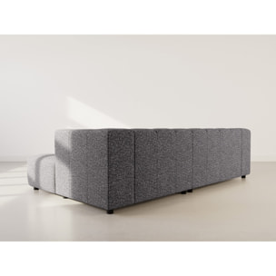 Curtis - canapé d'angle droit 4 places avec accoudoir en tissu texturé - Gris foncé