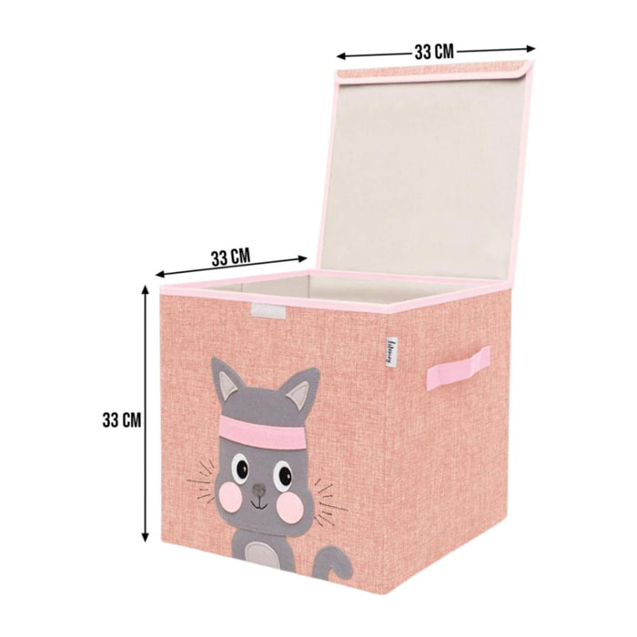 Boîte de rangement en tissu pour enfant "chat" avec couvercle, compatible Ikea Kallax Lifeney