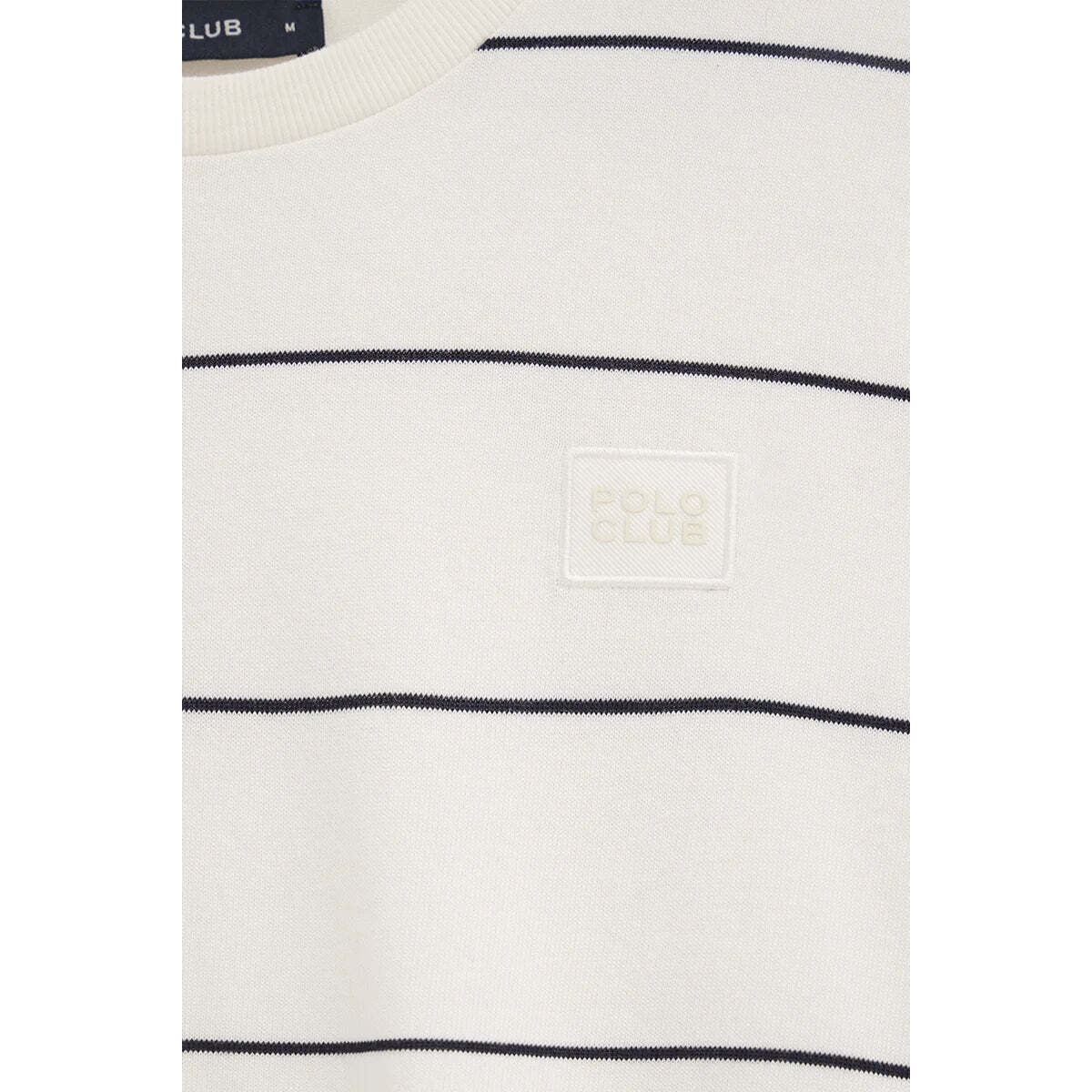 Camiseta de rayas color crudo y azul marino con parche Polo Club