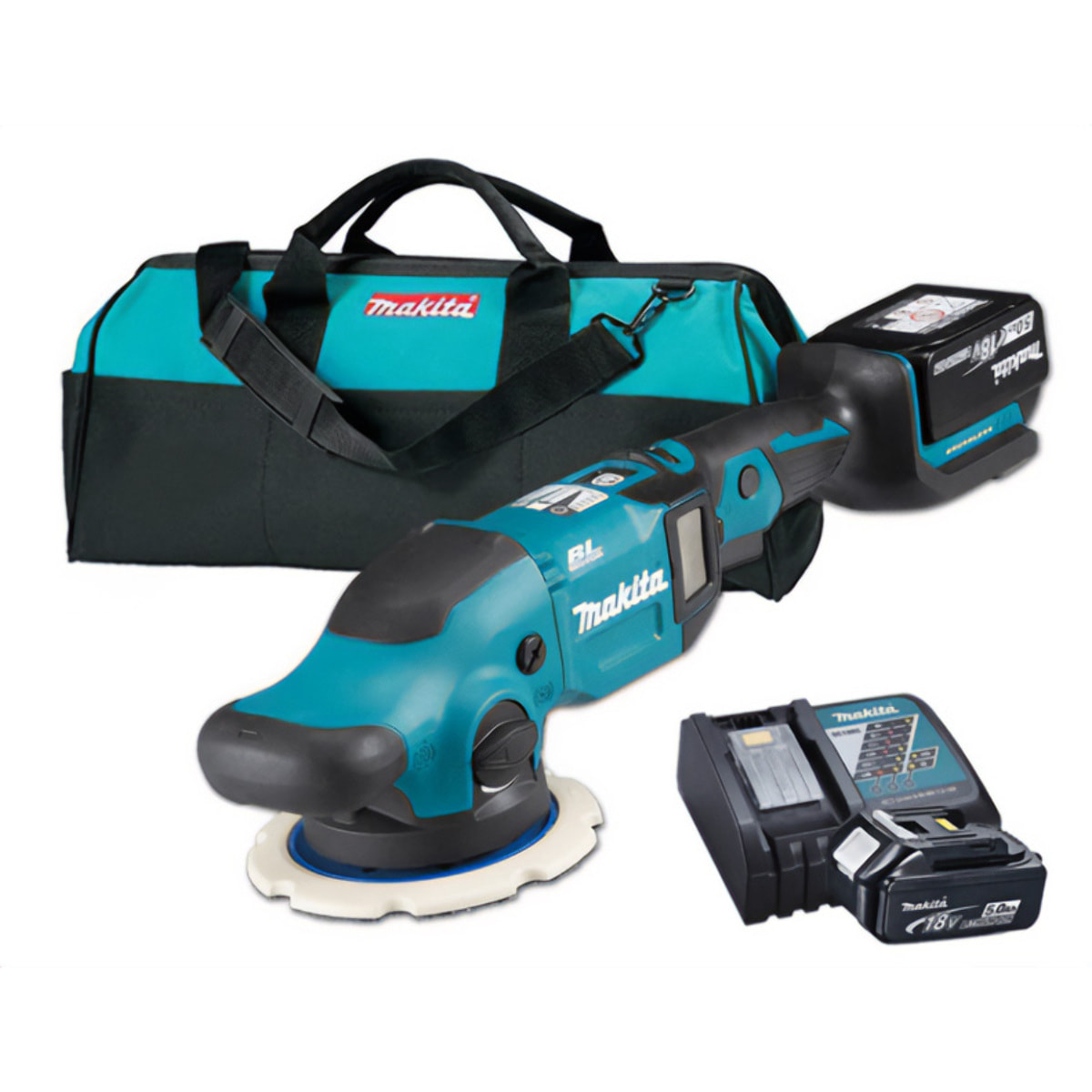 Pulidora 18 V Li-Ion 5 Ah MAKITA - 2 baterías, cargador, maletín - DPO600RTE