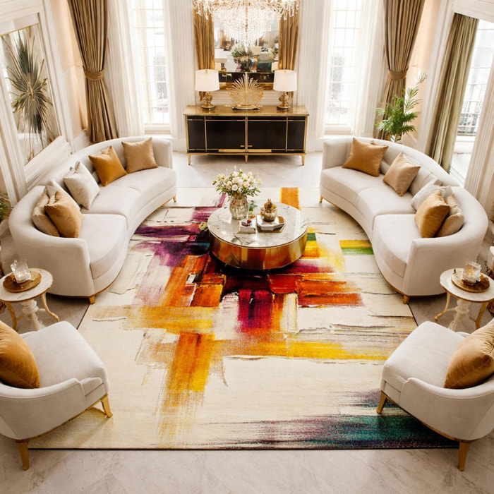 Tapis motif abstrait Rufa multicolore