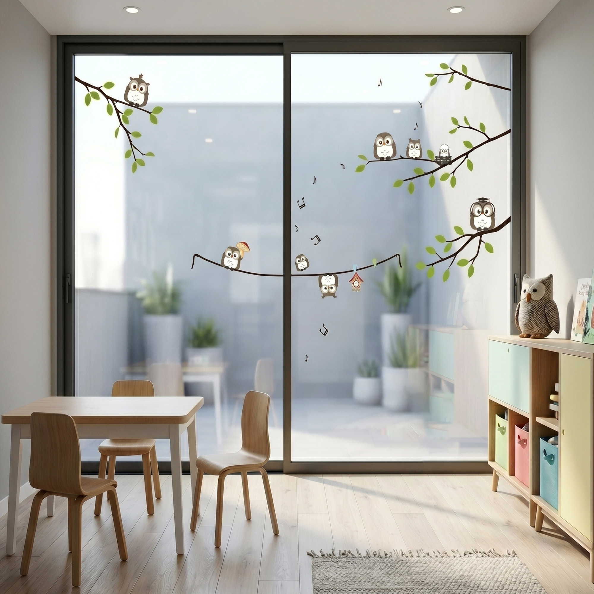 Stickers Muraux décoration adhésifs les hiboux sur des branches