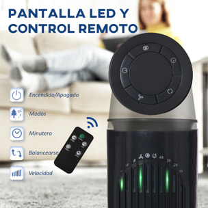 Ventilador de Torre, Ventilador de Pie Silencioso con Control Remoto, 3 Velocidades, 3 Modos, Temporizador 10H, Oscilación 70°, Pantalla LED, para Hogar y Oficina, Gris Oscuro