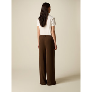 Oltre - Pantaloni palazzo con pinces - Marrone