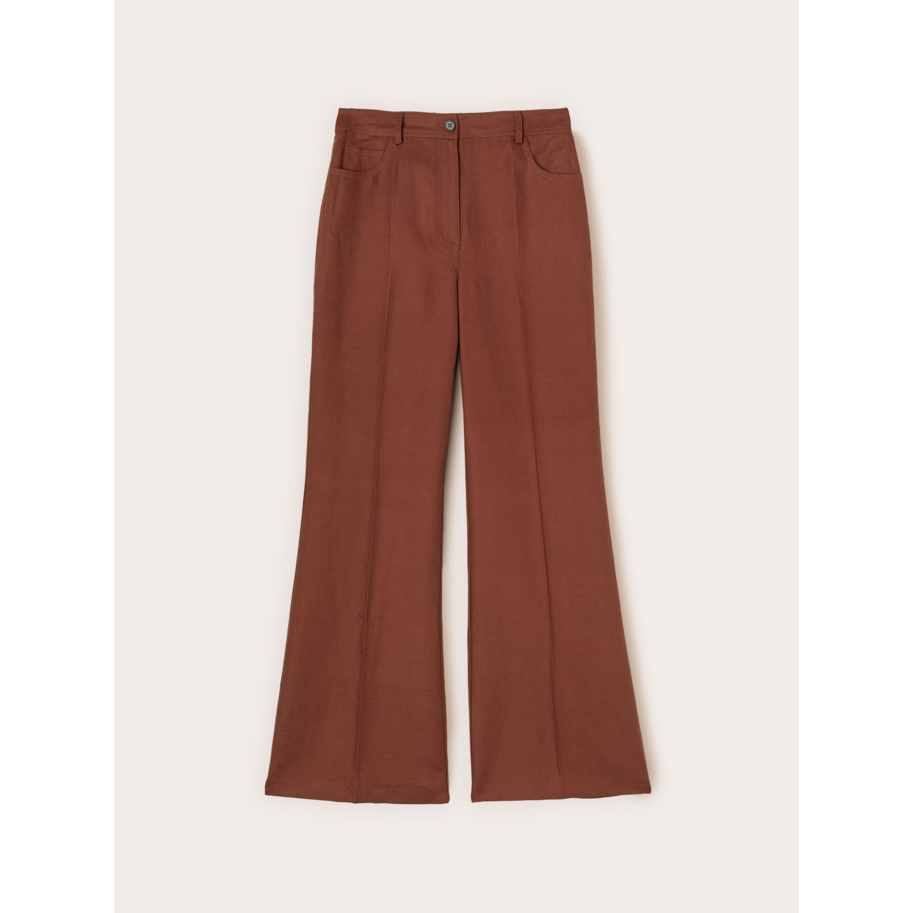 Motivi - Pantalones flare de mezcla de lino - Marrón