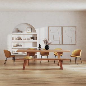 Table rectangulaire 10 personnes en bois de teck recyclé 260 cm - Marie