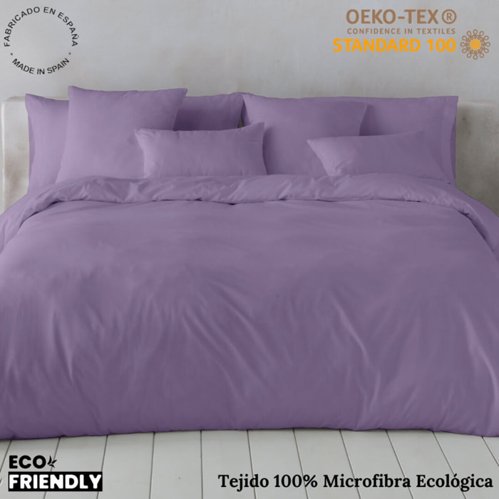 Icehome - Funda Nórdica Lisa - 100% Microfibra - Incluye 1/2 Fundas de Almohada - Violeta