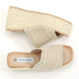 Sandali con zeppa e fascia in tessuto