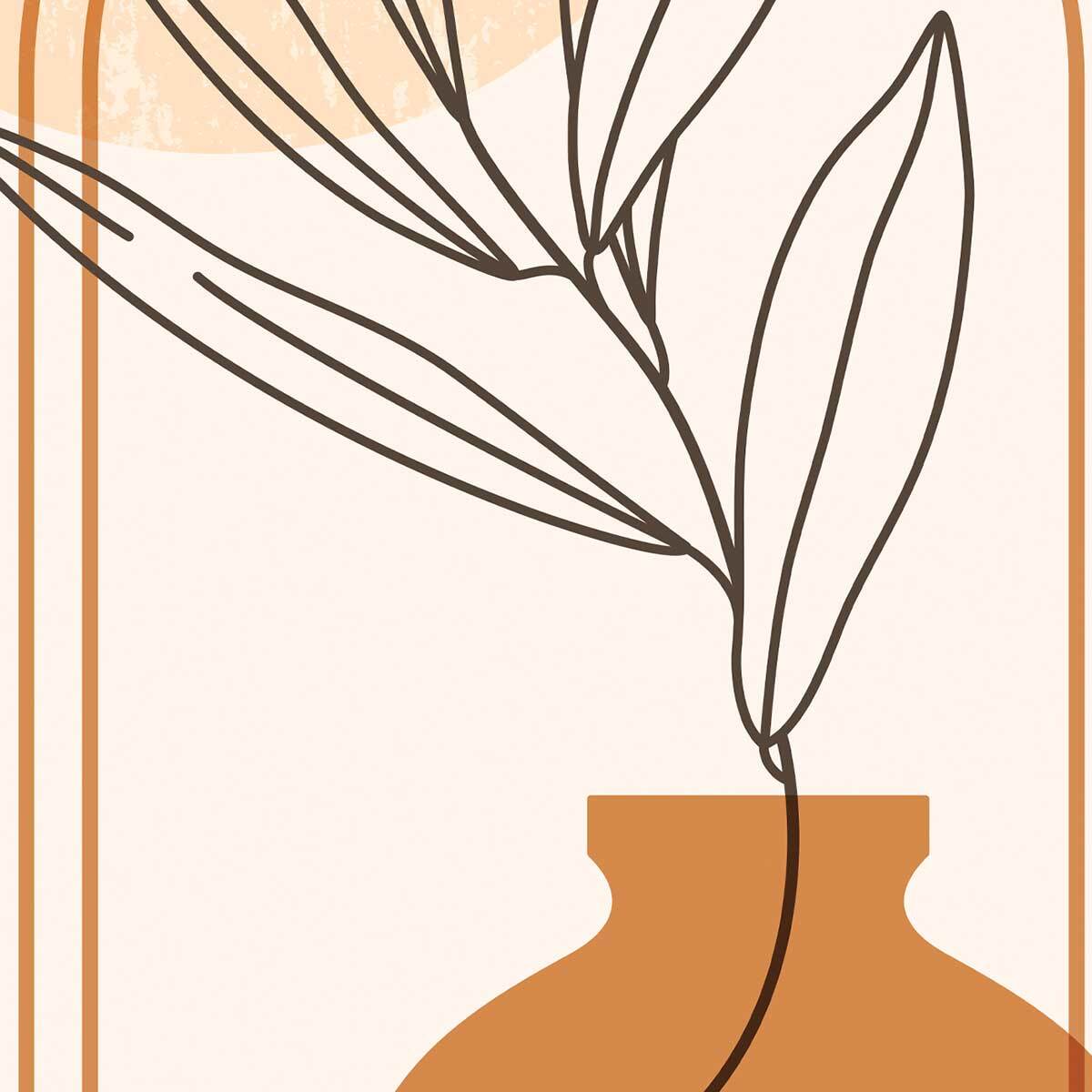 Affiche encadrée line art vase tons chaleureux Affiche + cadre en métal - Noir