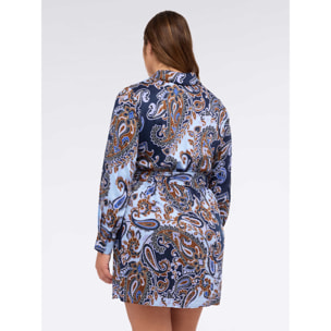 Fiorella Rubino - Blusa corta de viscosa con estampado de cachemir - Azul