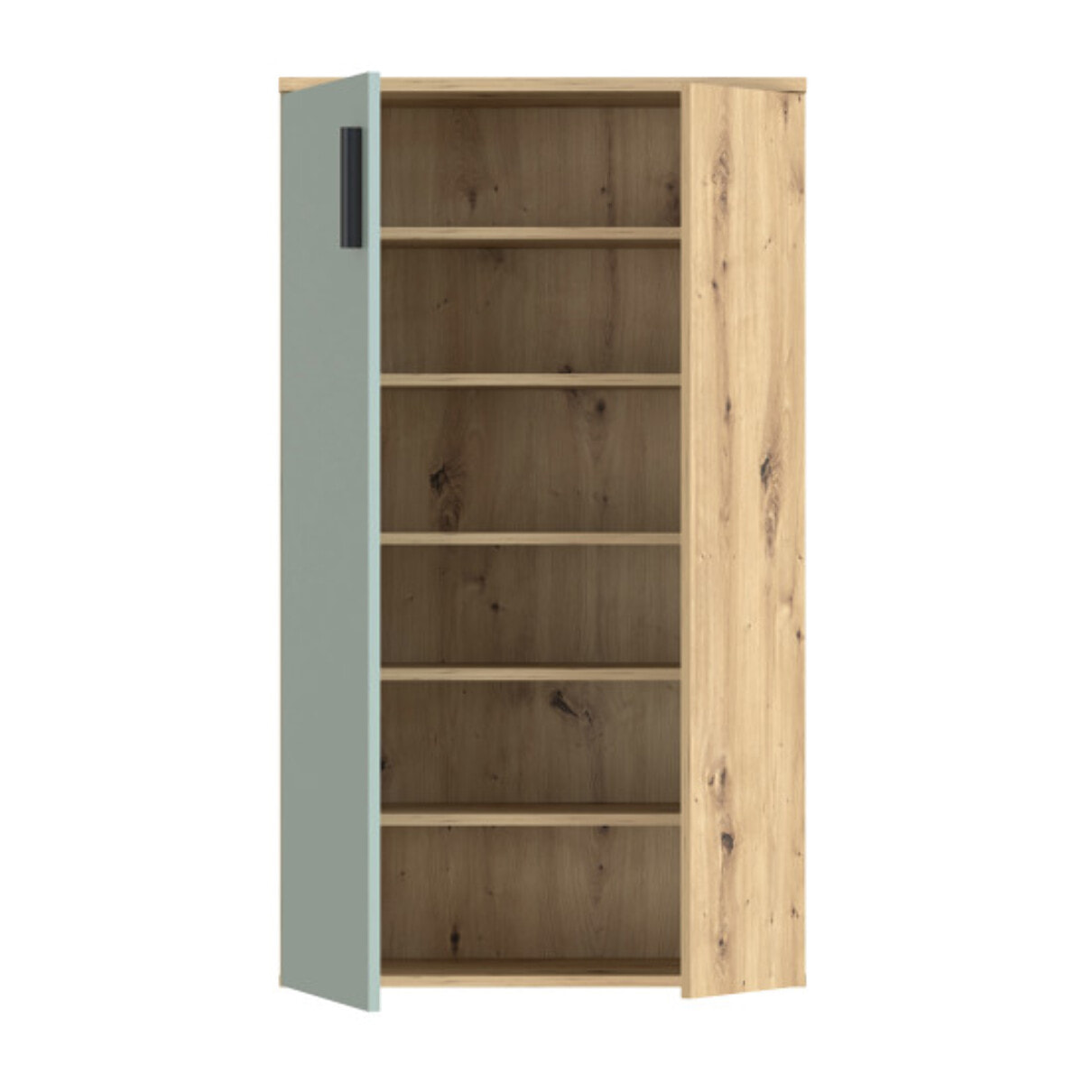Armoire Meuble à Chaussures bois de chêne rustique et vert sauge – SHOES