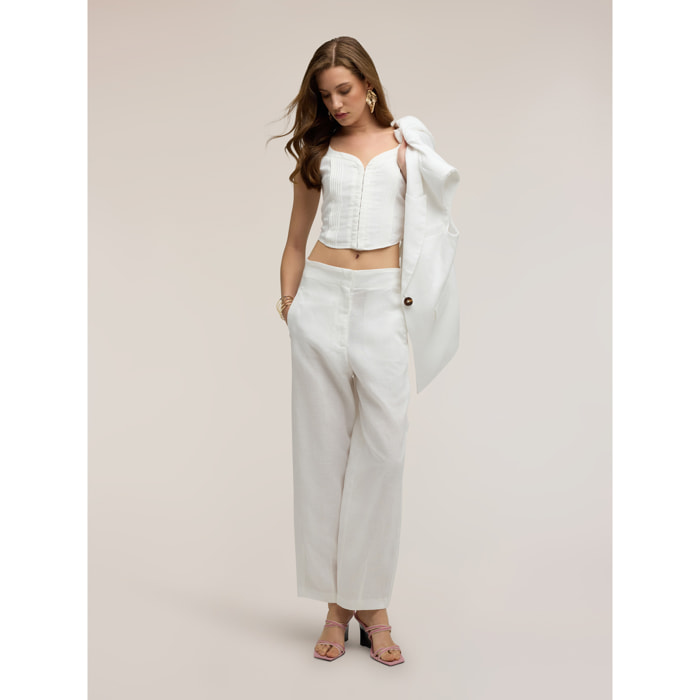 Motivi - Top bustier in misto lino lyocell - Bianco
