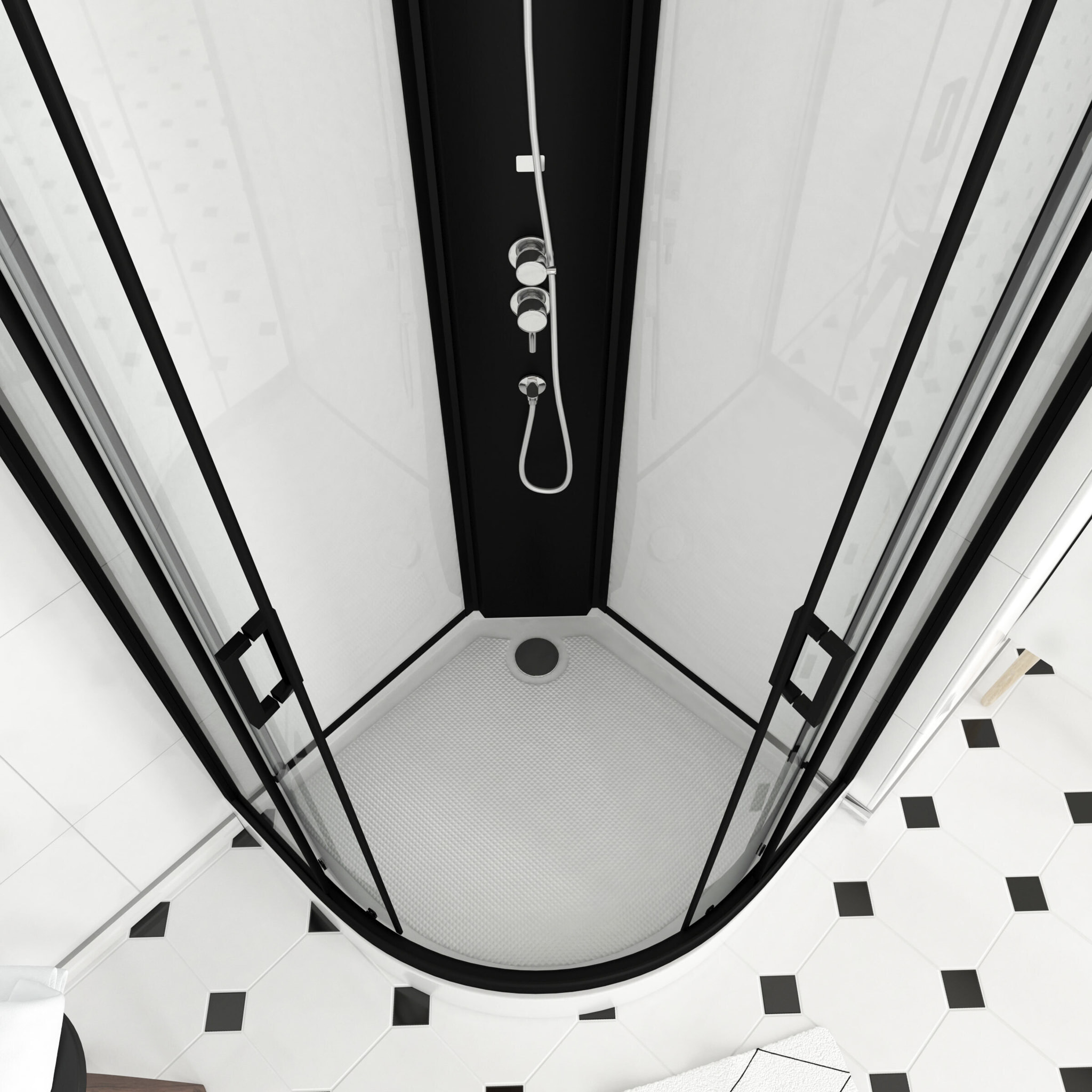 Cabine de douche LIFT UP BLACK 1/4 de cercle 85x85x235cm