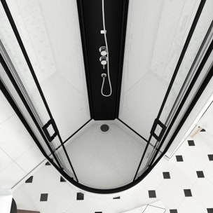 Cabine de douche LIFT UP BLACK 1/4 de cercle 85x85x235cm