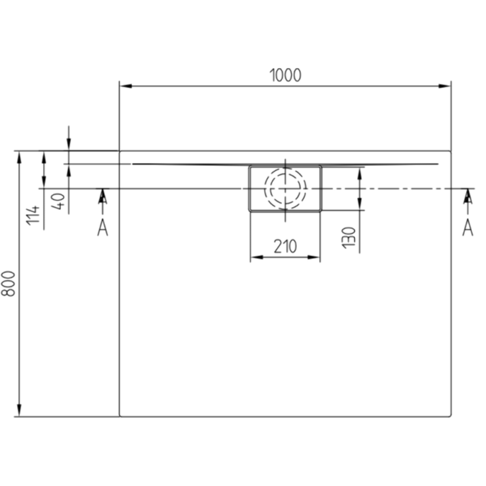 Receveur antidérapant Architectura Metalrim acrylique carré gris
