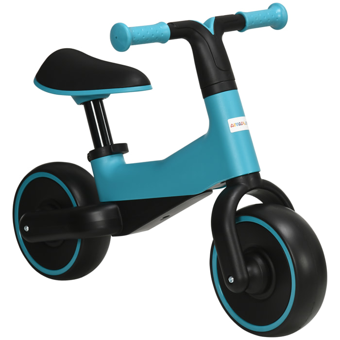 Bicicleta sin Pedales para Niños de +18 Meses Triciclo Infantil para Bebé con Sillín Ajustable en 30-36,5 cm Ruedas de Ø19 cm Carga 25 kg 66,5x34x46,5 cm Azul