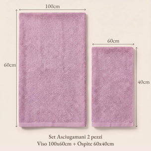 INTRECCI HOME Set Bagno Asciugamani Viso e Ospite, in Puro Cotone 500 g, Morbidezza Extra, Assorbenza Superiore