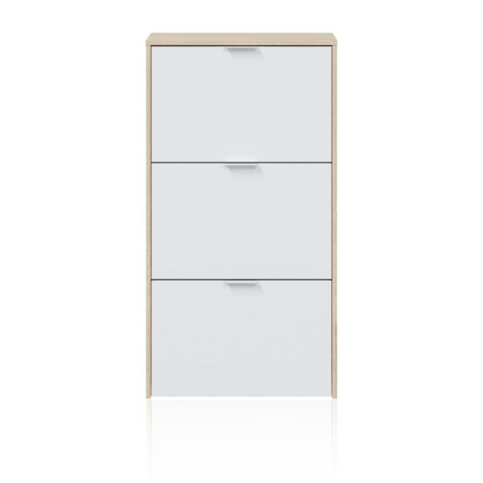 Zapatero Remi de 3 puertas Roble - Blanco
