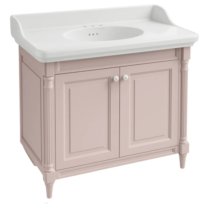 Meuble vasque Cléo 1889 rose pâle velours 3 trous