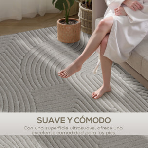 Alfombra Salón 160x120 cm Alfombra Pelo Corto Estilo Moderno Base Antideslizante Tejida a Máquina Tapete para Sala de Estar Dormitorio Comedor Gris