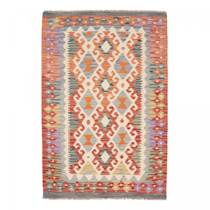 Tapis kilim ethnique au motif tribal, tissé plat en laine, OZOZAVE
