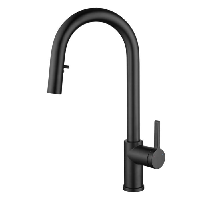 Timeless mitigeur d'évier à levier en acier inoxydable avec douchette extractible, monotrou, noir mat (TMLKF285BM)
