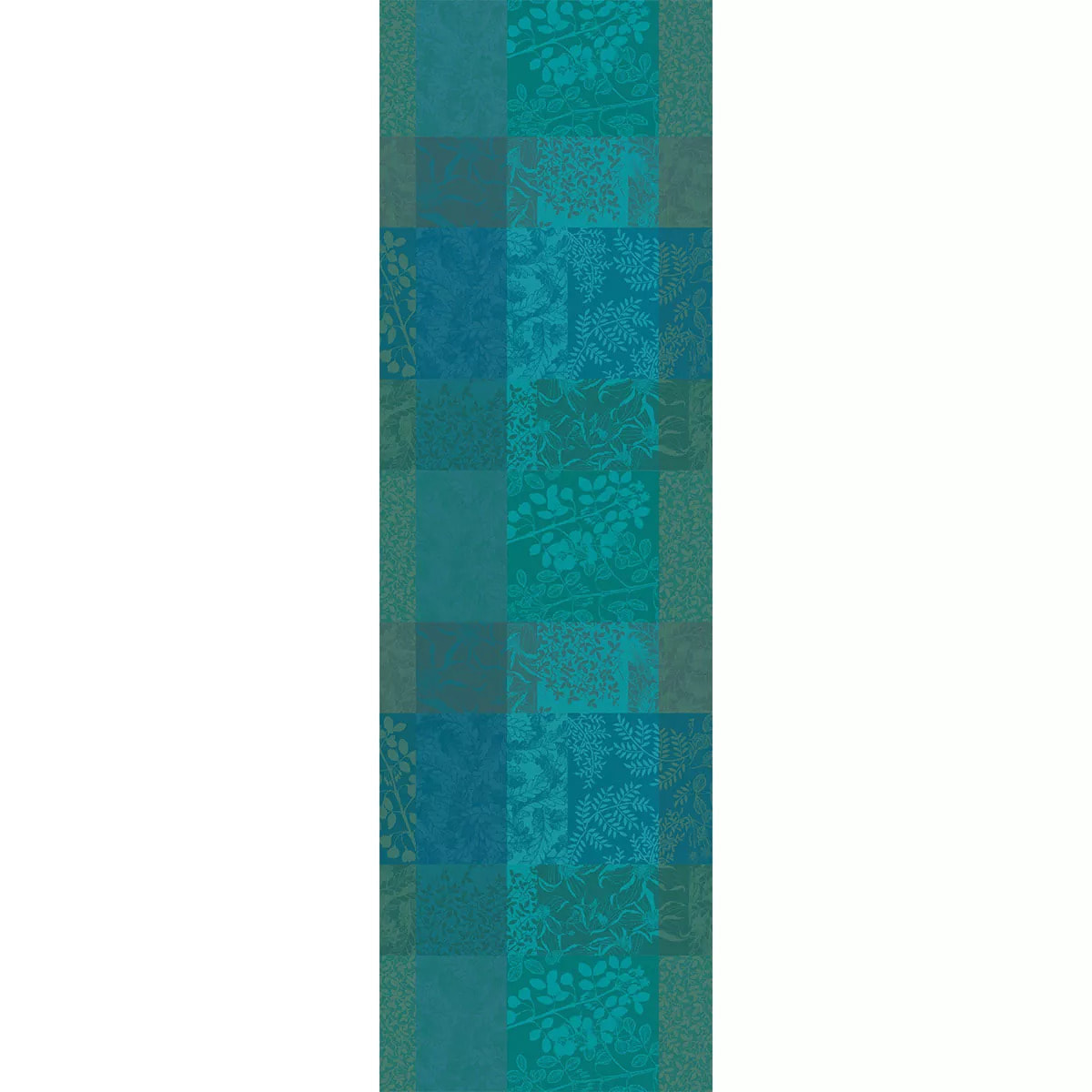 Chemin de table pur coton motif jacquard vert Mille rameaux emeraude