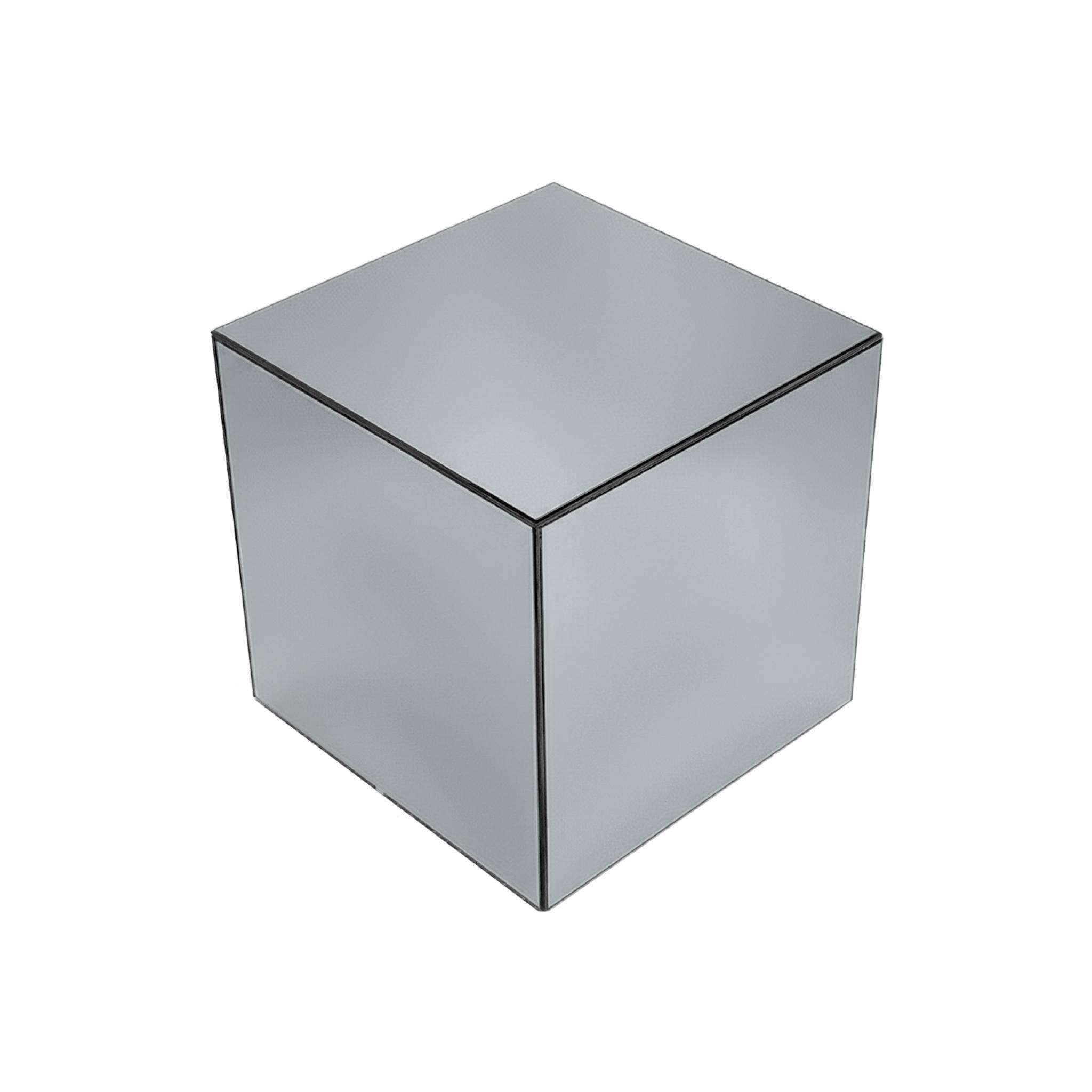 Table cubique miroir transparent. bout de canapé. table d'appoint cube miroir 30cm