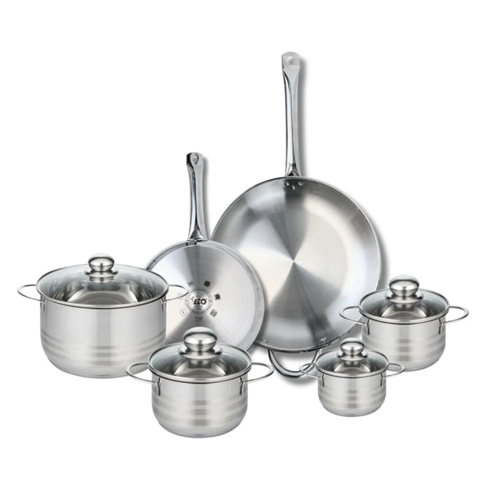 Ensemble de 2 Poêles de cuisson 24 et 32 cm et 4 faitouts 12, 14, 16 et 20 cm Elo Profi Brillant