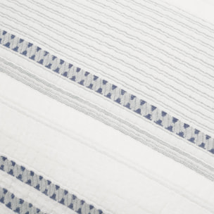 Funda cojín algodón textura rayas Kimle color azul marino