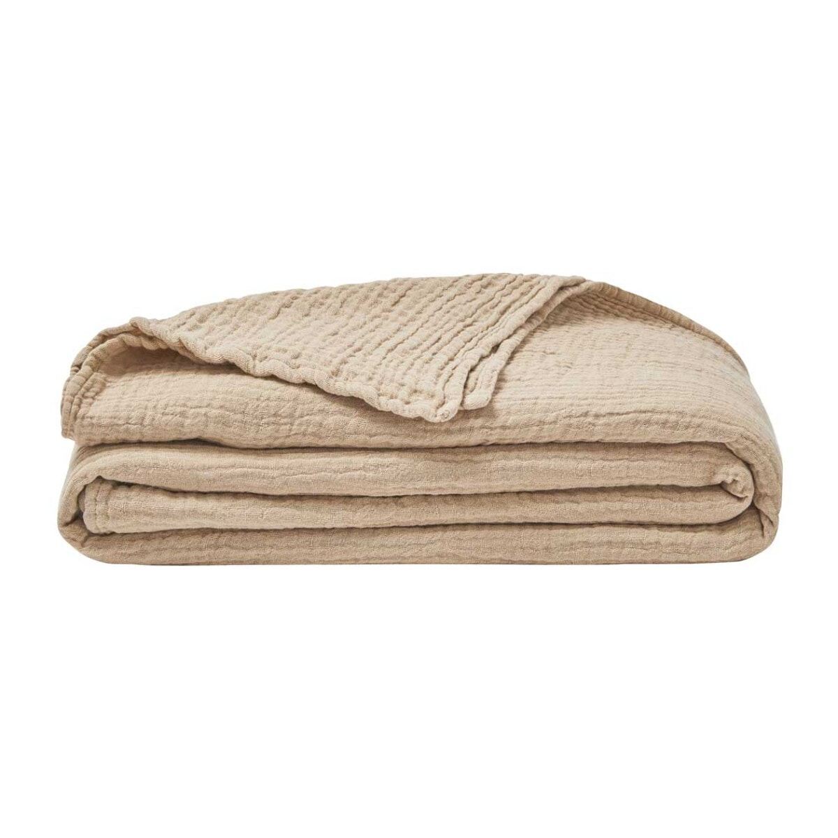 Couvre lit uni en gaze de coton, JAZZY, Biscuit