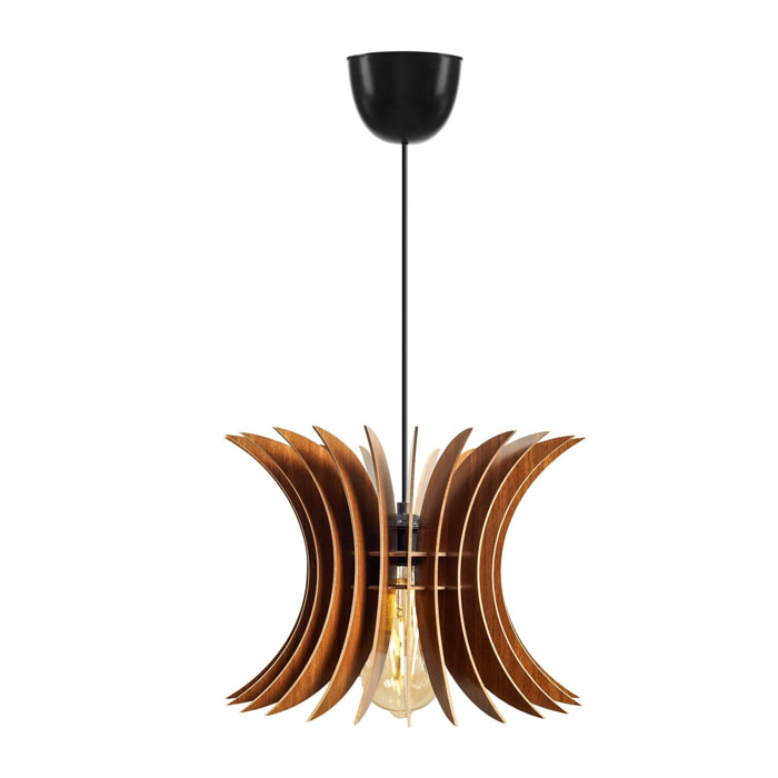 Lámpara de techo, mdf, nogal, colección Covadonga, 26,5x26,5x55, casquillo E 27 Max 45 - 60