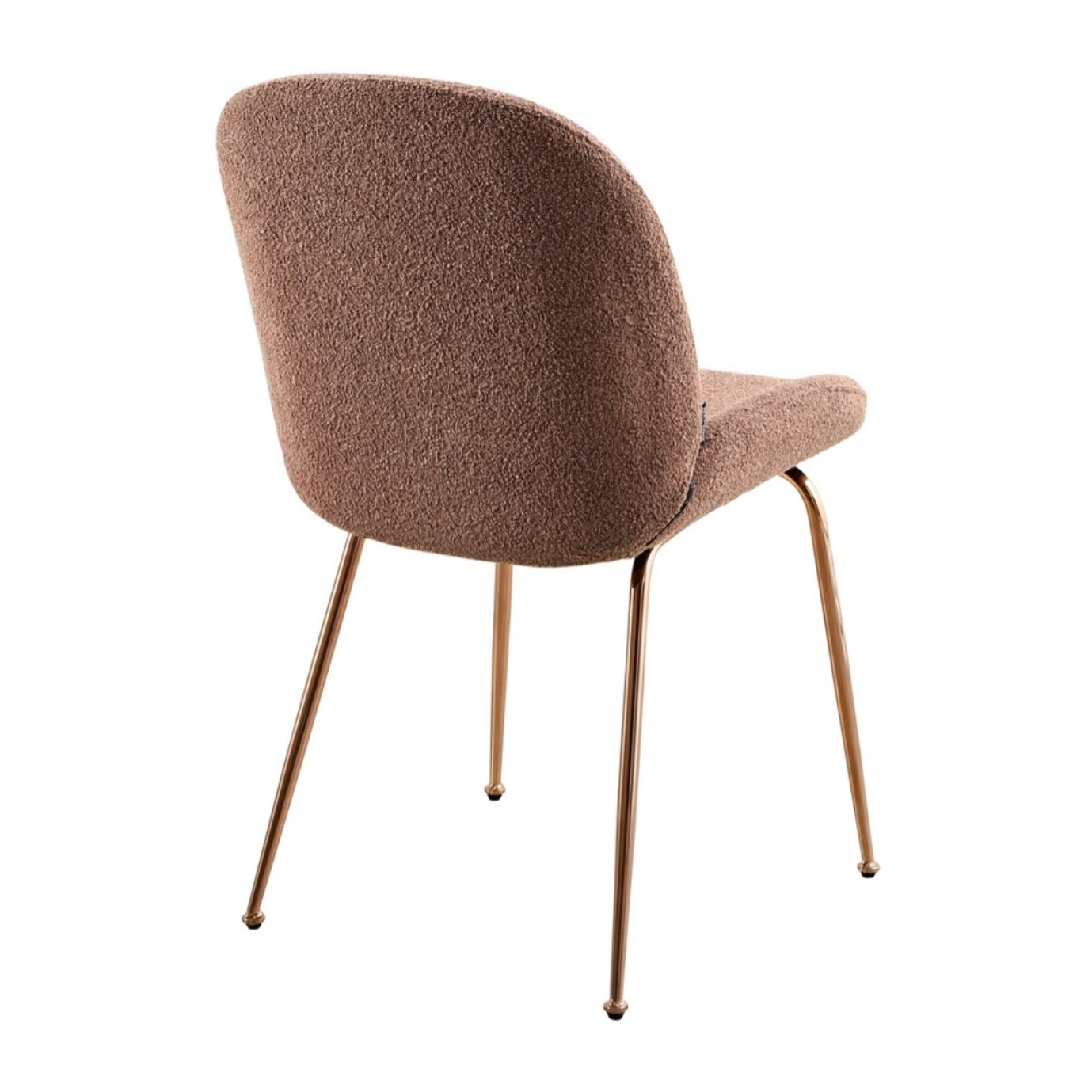 Coppia di sedie in tessuto bouclè marrone con gambe in oro rosa - Shell