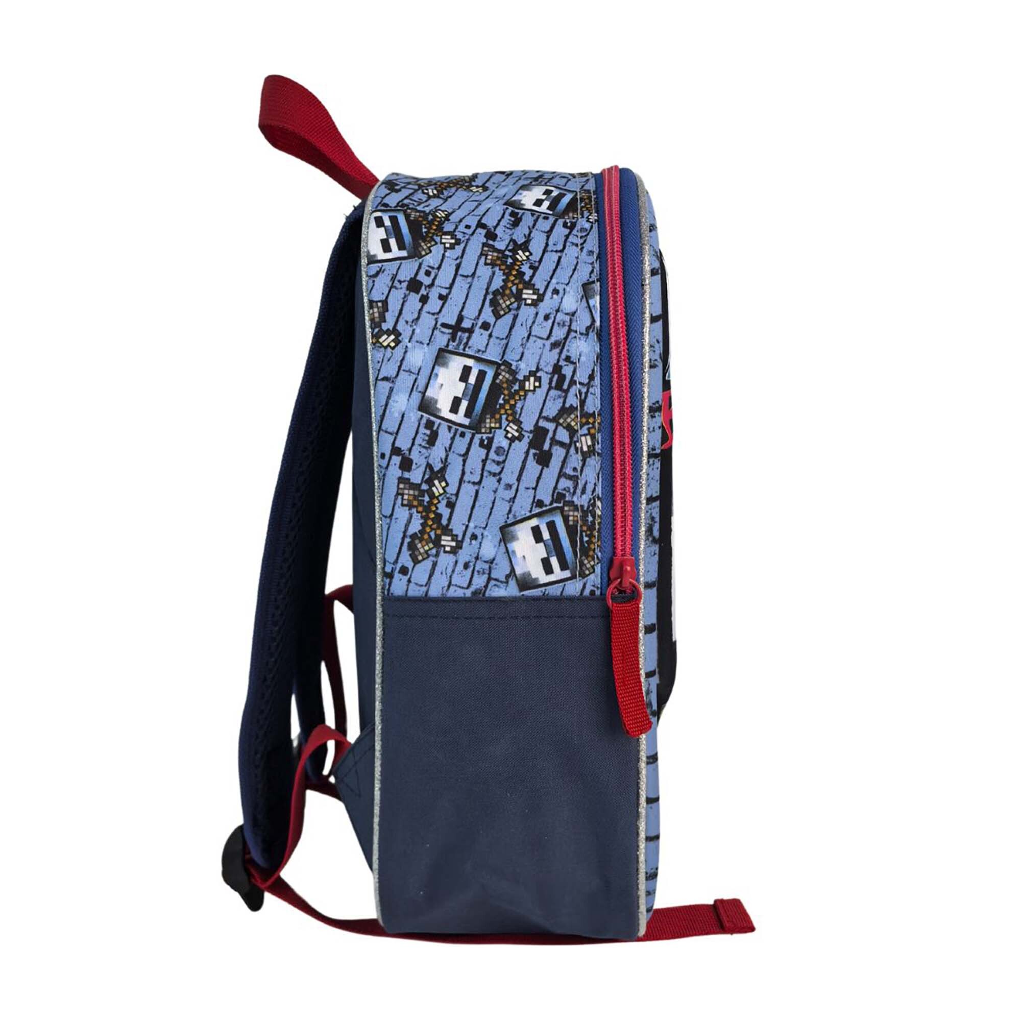 Minecraft Hostile Behaviour Mochila Preescolar 3D. Bolsillo lateral. Espaldera acolchada.