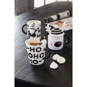 J-Line tasse + Père Noël Dolomite - céramique - blanc/noir