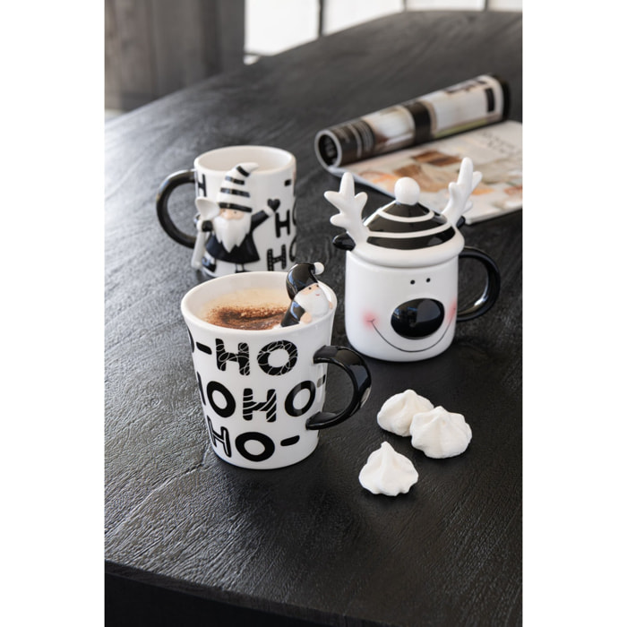 J-Line tasse + Père Noël Dolomite - céramique - blanc/noir