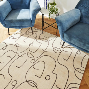 Tapis salon et chambre fait à la main en laine motif abstrait CHICDOUN